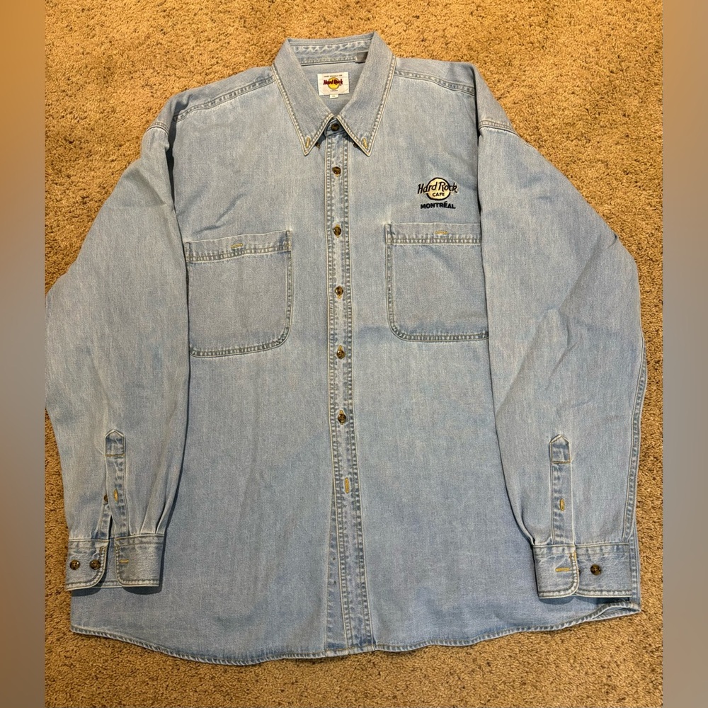 Hard Rock Cafe Montreal Denim Shirt, XL.